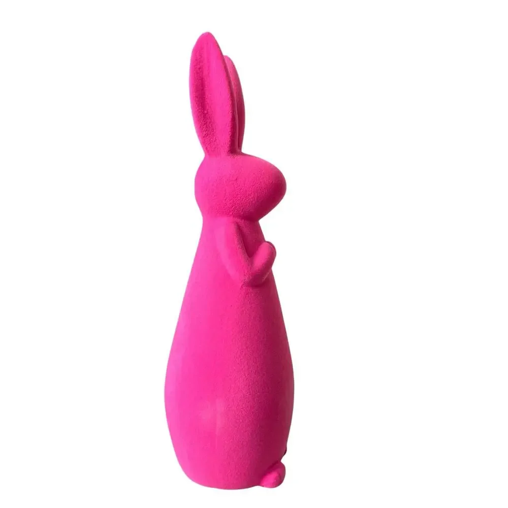 Cynthia Rowley Velvet Bunny Rabbit 12.5in Hot Pink Spring Easter Decor NEW